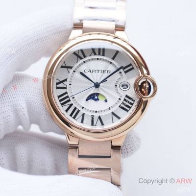 Swiss Quartz Ballon Bleu de Cartier Rose Gold Moon Phase Replica Watches